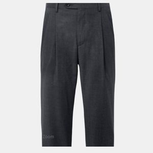 Tailored Fit Wool Gabardine Pleated Pants Size 37/30